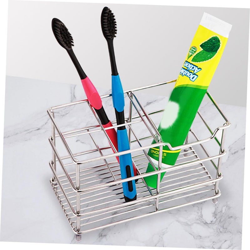 Stainless Steel Toothbrush Holder With Drainage Bathroom Organizer For Tidy Vanity - Image 3