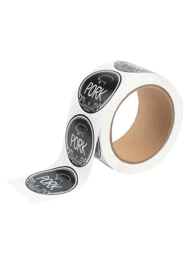 Restaurantware Label Tek 2 Inch Tamper-Evident Stickers For Pork, 500 Rolled Tamper Seal Stickers - Chalkboard Design, For Safe Food Delivery, Black With White Font Plastic To Go Stickers - Image 1