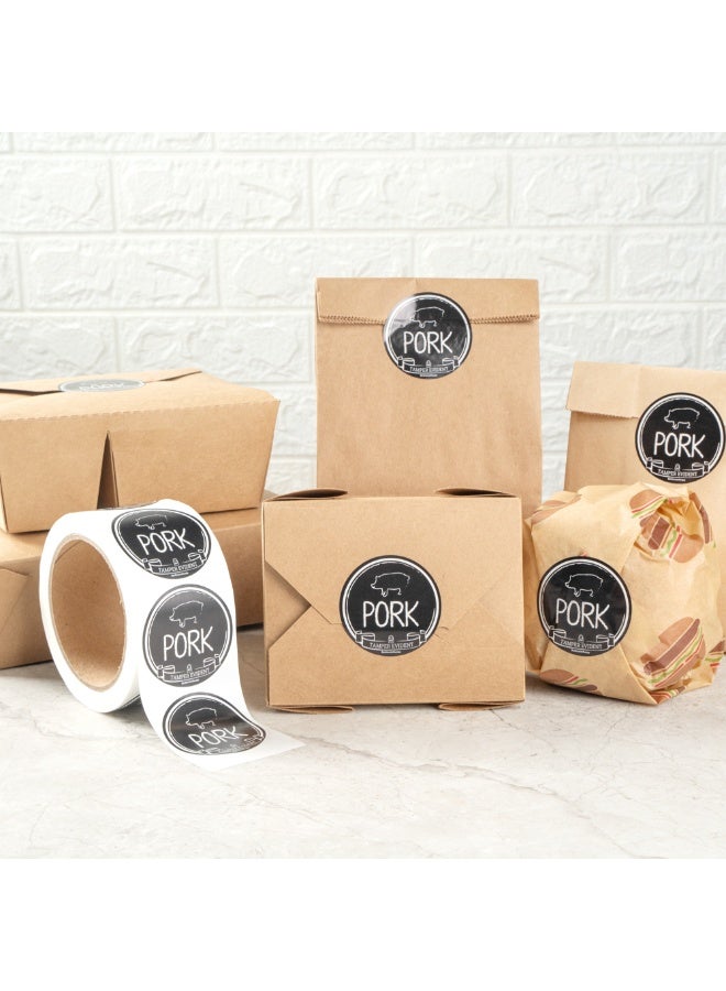 Restaurantware Label Tek 2 Inch Tamper-Evident Stickers For Pork, 500 Rolled Tamper Seal Stickers - Chalkboard Design, For Safe Food Delivery, Black With White Font Plastic To Go Stickers - Image 3