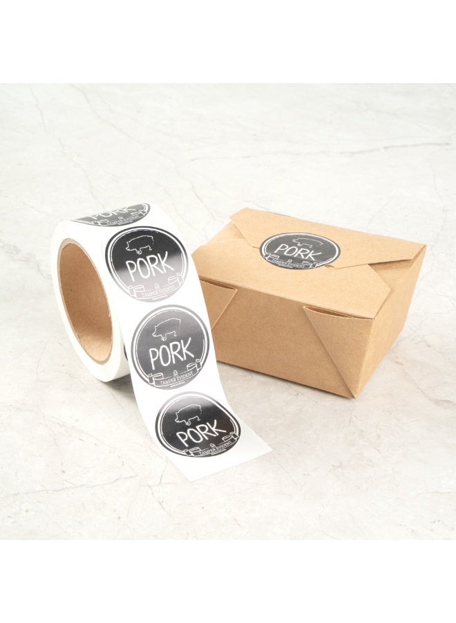 Restaurantware Label Tek 2 Inch Tamper-Evident Stickers For Pork, 500 Rolled Tamper Seal Stickers - Chalkboard Design, For Safe Food Delivery, Black With White Font Plastic To Go Stickers - Image 4