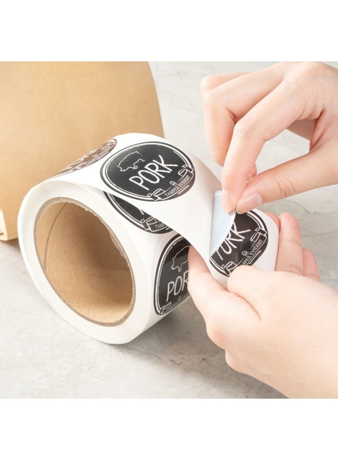 Restaurantware Label Tek 2 Inch Tamper-Evident Stickers For Pork, 500 Rolled Tamper Seal Stickers - Chalkboard Design, For Safe Food Delivery, Black With White Font Plastic To Go Stickers - Image 5