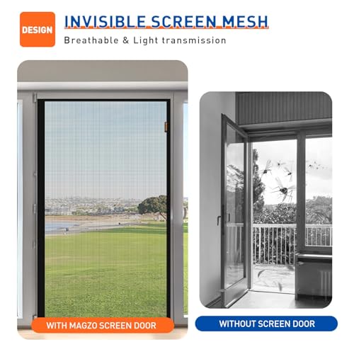 MAGZO Magnetic Screen Door Fits Door Size 60 x 80 Inches Black, Screen Size 62 x 81 Inches, Reinforced Side Opening Patio Door Screen Mesh for Sliding Door Broader View - Image 4