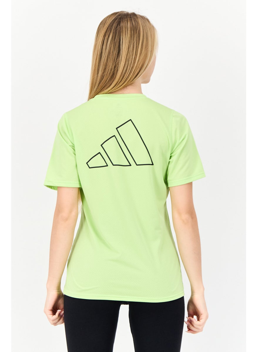 Adidas Women Sportswear Fit Short Sleeve Running T-Shirts, Lime Green  - Image 3