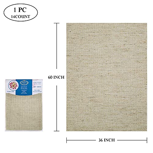 CANFOISON Aida Cloth Big Size 14 Count, Natural Oatmeal Cross Stitch Fabric, 60 inch by 36 inch (60 inch by 1 Yard) - Image 2