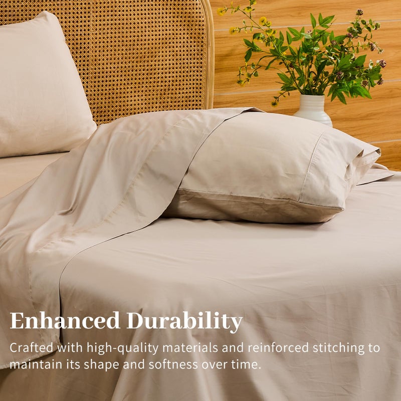 Bedlifes Deep Pocket Sheets 18-24 Inch, Queen Size Egyptian Cotton 1000 Thread Count, 4-Piece - Fits Extra Thick Mattresses, Cooling & Breathable (Linen) - Image 5