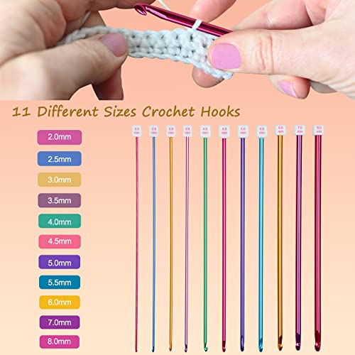 Aeelike 35pcs Tunisian Crochet Hook Set, 11pcs Aluminum Crochet Hooks B-L Afghan Long Needles Crocheting Set with Drawstring Bag Accessories - Image 4
