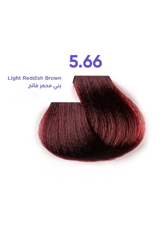 1B Hair Color Cream #5.66 Light Reddish Brown – Permanent Intense Red-Toned Brown Hair Dye with Tress Tones Tyrosine Complex | 100ml | Deep Mahogany Pigment | Long-Lasting Radiant Color for Medium Brown Hair - Image 1