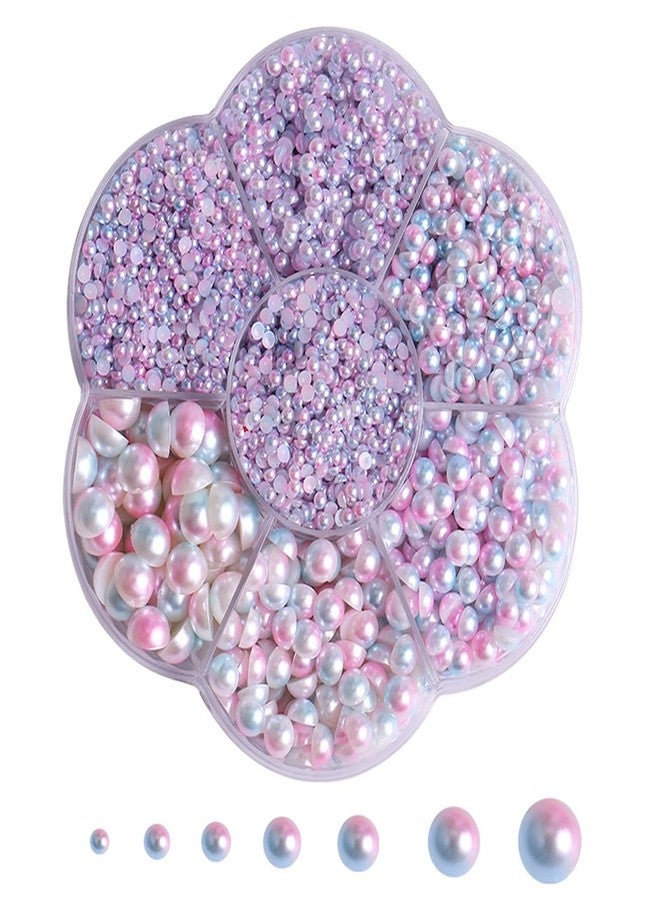 BLAAROOM 5800Pcs Half Pearls for Crafts, Flatback for Artwork Making, DIY Rhinestones Accessory Nail Art, Face Gems Jewels Flat Back Craft for Artist Creative - AB Mermaid - Image 1