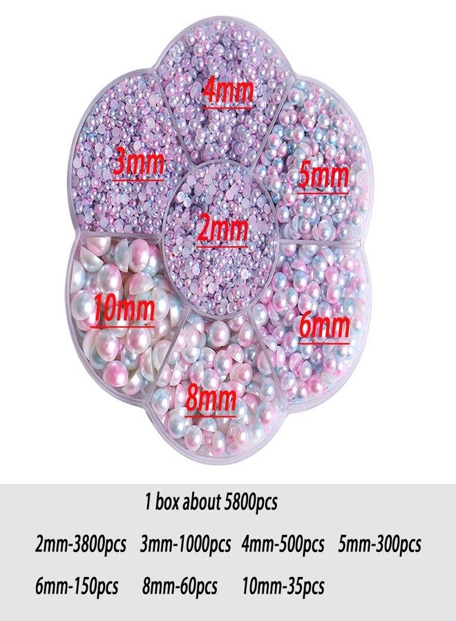 BLAAROOM 5800Pcs Half Pearls for Crafts, Flatback for Artwork Making, DIY Rhinestones Accessory Nail Art, Face Gems Jewels Flat Back Craft for Artist Creative - AB Mermaid - Image 2