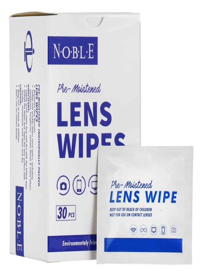 Noble Pack Noble Pre-moistened Lens Wipes Individually Wrapped - Lens and Screen Cleaning Wipes - Great for Eyeglasses, Cell Phones, Camera Lenses, Screens, Keyboards, and Other Delicate Surfaces (30 Wipes - Image 1
