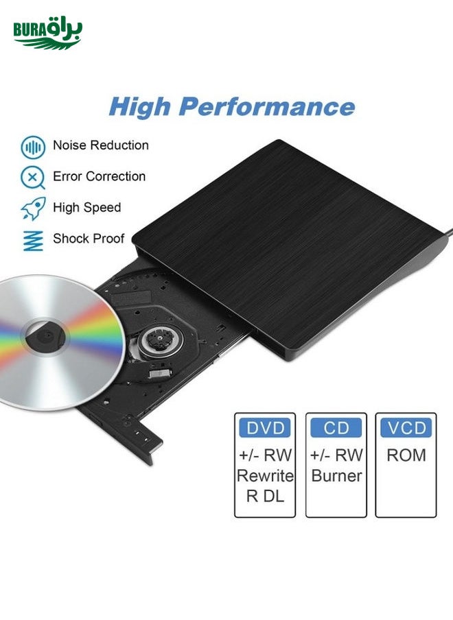 BURAQ - BT638 Notebook Desktop External USB 3.0 Portable CD Player CD-RW Optical Drive Burner - Image 1