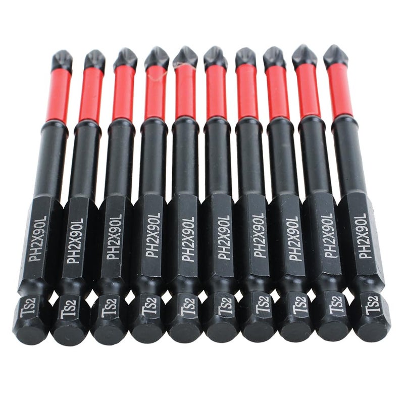 AUTOTOOLHOME 10 Pack Phillips PH2 Magnetic Anti Slip Screwdriver Bit Set 3-1/2" Length TS2 Anti-Slip Long Drill Bits Impact Driver Bits - Image 4