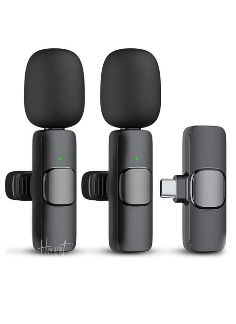 Professional Wireless Lavalier Microphone for Android USB C Lavalier Microphone Mini Wireless Microphone USB C for Phone Laptop Clip-on Mic for Video Recording Interview YouTube Live Streaming