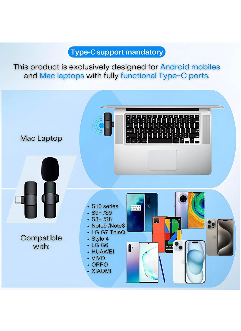 Houmt - Professional Wireless Lavalier Microphone for Android USB C Lavalier Microphone Mini Wireless Microphone USB C for Phone Laptop Clip-on Mic for Video Recording Interview YouTube Live Streaming - Image 1