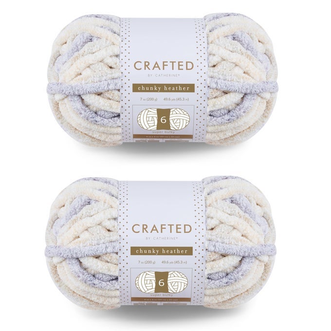 CHUNKY HEATHER MULTI YARN 2 PACK 49 YARDS EACH SKEIN NEUTRAL MULTI GAUGE 6 SUPER BULKY