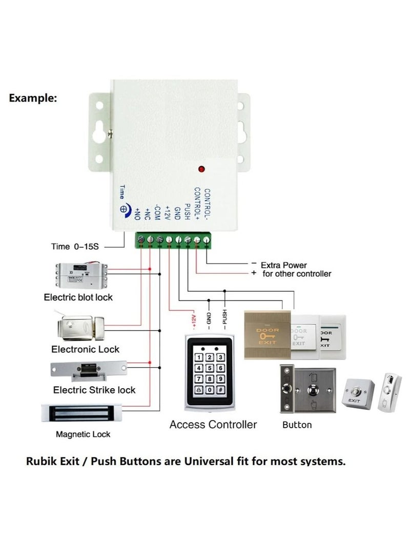 Door Exit Push Button Control Switch Vertical Stainless Steel Panel Input DC12V Output NO/COM for Access Control Door Release and Electronic Locks