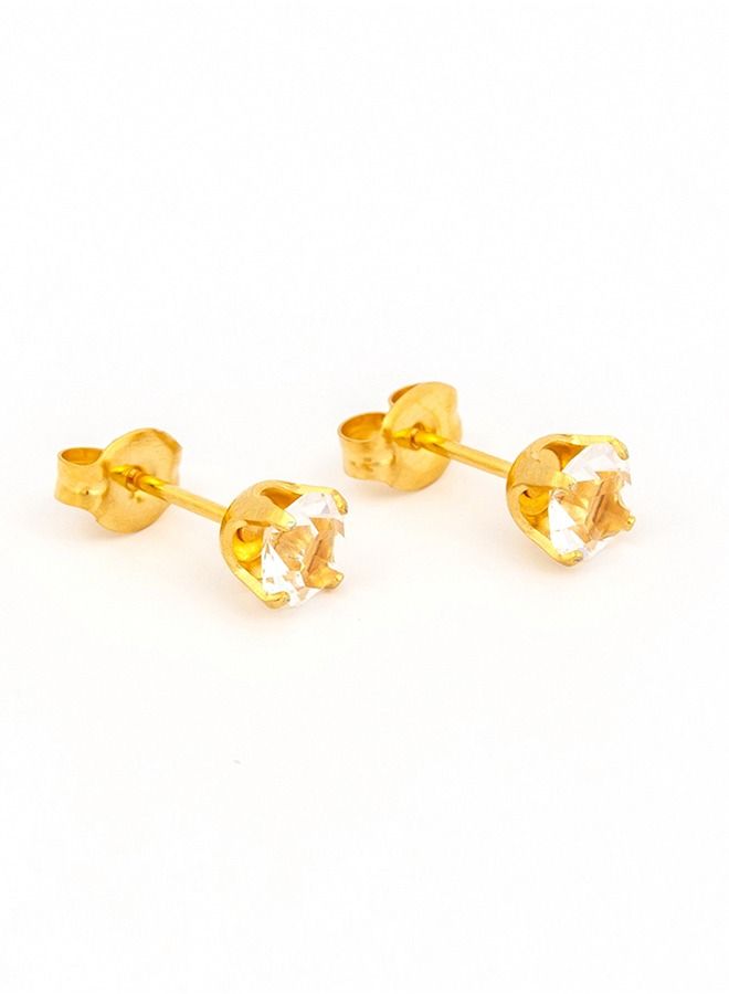 Studex 5MM April Crystal 24K Pure Gold Plated Ear Studs - Image 2