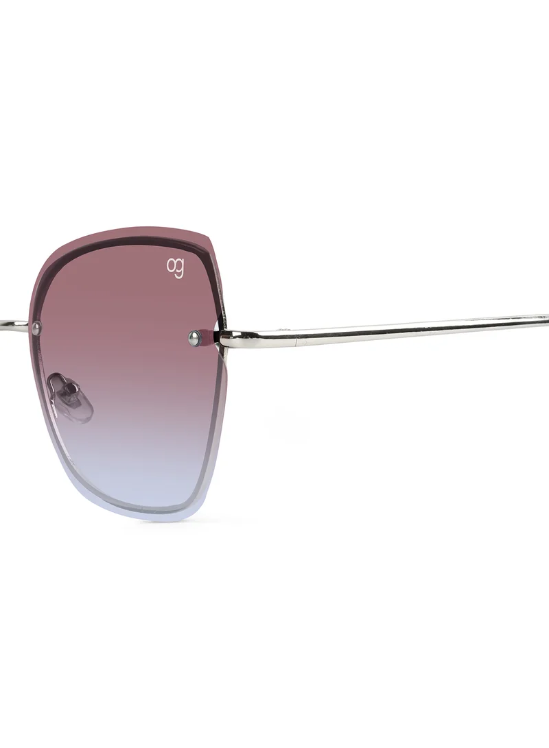 Woggles Latest & Stylish UV Protected Gradient Purple Cateye Rimless Sunglasses for Women