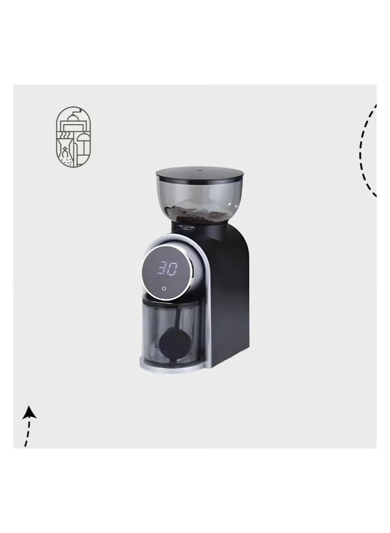 Electric Conical Burr Coffee Grinder with Touchscreen – 25 Grind Settings Adjustable Quiet Grinder for Espresso French Press Drip – 80W Black or White – 30.5cm Height