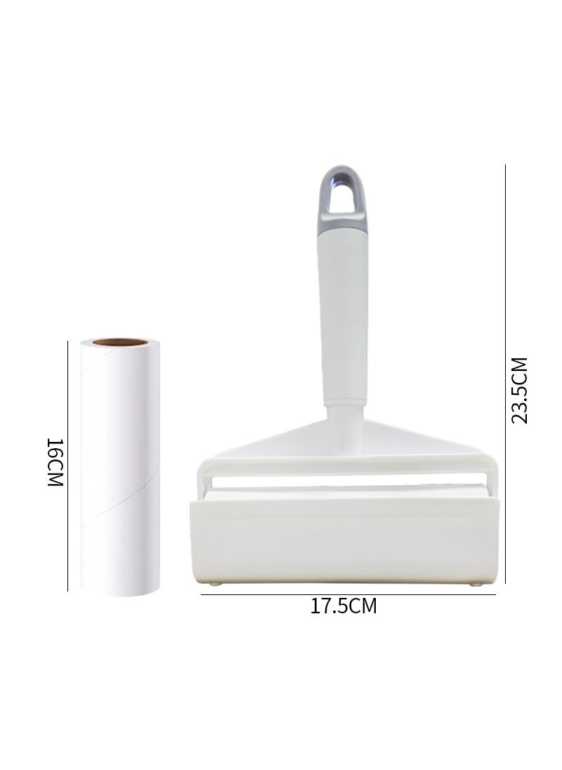 Generic Pet Hair Remover Lint Roller Refillable 16cm white gray short handle 1 roll of paper 