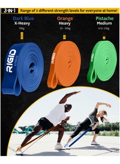RIGID FITNESS Fitness Resistance Bands Set - Durable Tpe Rubber Bands For Pull-Up Assistance, Stretching, Bodybuilding & Fitness Exercises - Suitable For Home And Gym Workouts - 3 Levels (Light, Medium, Hard)  - Image 5