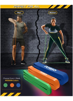 RIGID FITNESS Fitness Resistance Bands Set - Durable Tpe Rubber Bands For Pull-Up Assistance, Stretching, Bodybuilding & Fitness Exercises - Suitable For Home And Gym Workouts - 3 Levels (Light, Medium, Hard)  - Image 4