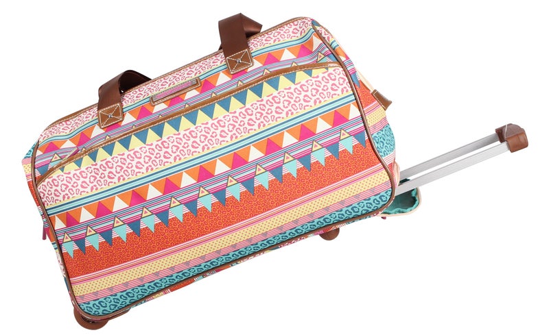 Lily Bloom Pattern 22 Inch Duffel Bag with 2-Rolling Wheels, Weekender Overnight Travel Lightweight Carry-On Suitcase For Women - Image 4