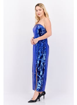 Collective The Label Women Petite Textured Partywear Maxi Dress, Navy  - Image 1