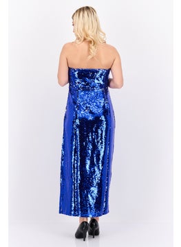 Collective The Label Women Petite Textured Partywear Maxi Dress, Navy  - Image 2