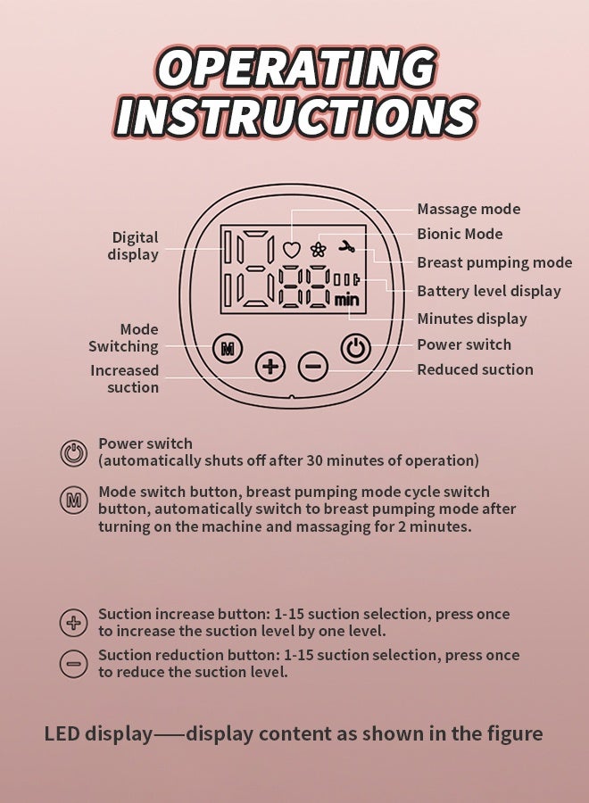 مضخة حليب كهربائية بدون استخدام اليدين مع شاشة LCD، خالية من مادة BPA، تحتوي على 5 أوضاع و15 مستوى، مع 10 أكياس لتخزين حليب الأم، مضخة حليب كهربائية أحادية - Image 5