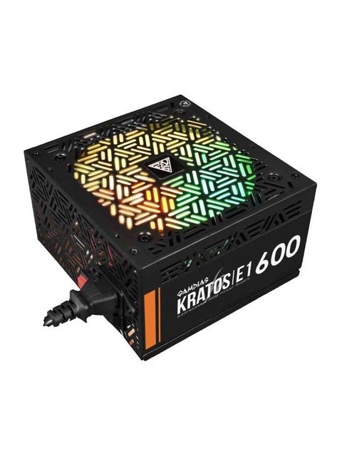 GAMDIAS HELIOS E1-600 Non Modular UK, Power Supply 600W, Support C6/C7 Power States, RGB