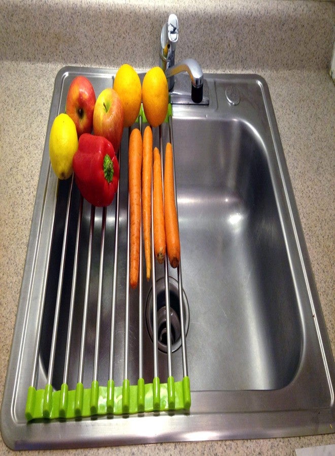 rawnori Folding Drain Rack Vegetable Rinsing Station - Stainless Steel Washing Station and Coladnder Drying Tray - Image 2