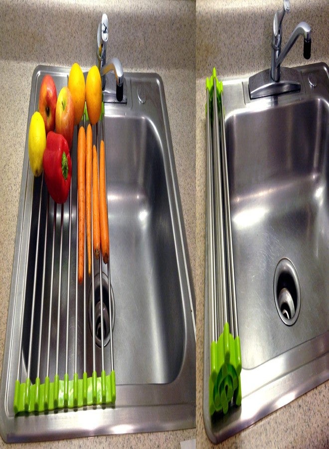 rawnori Folding Drain Rack Vegetable Rinsing Station - Stainless Steel Washing Station and Coladnder Drying Tray - Image 4