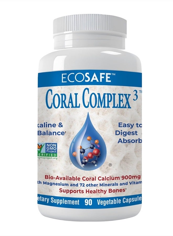 Coral White Coral Complex 3 - Coral Calcium 900 mg with Vitamin D3 1200 IU and Magnesium168 mg - 90 Vegetarian Capsules - Image 1
