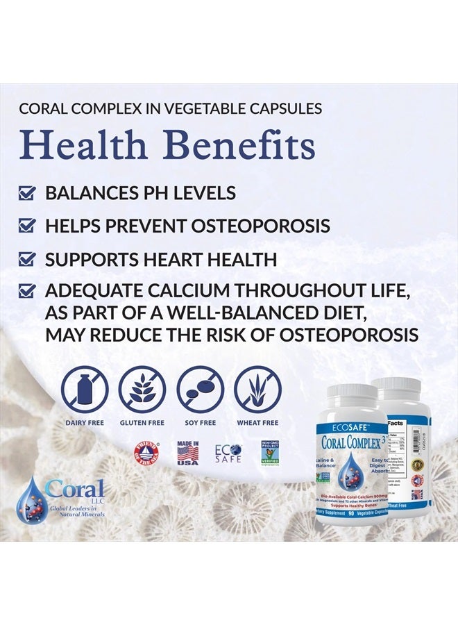 Coral White Coral Complex 3 - Coral Calcium 900 mg with Vitamin D3 1200 IU and Magnesium168 mg - 90 Vegetarian Capsules - Image 3