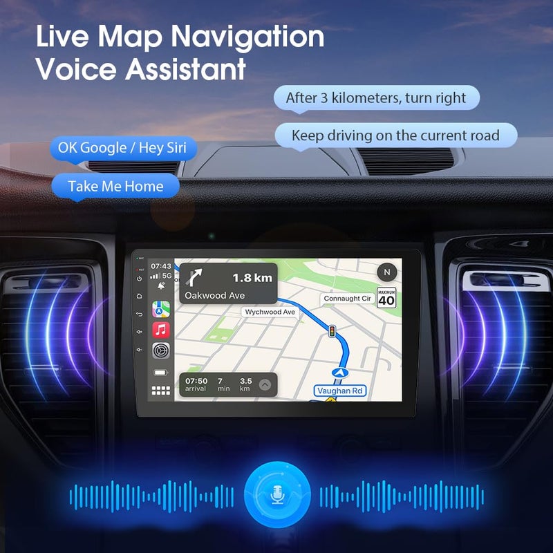 Haudio 10.1 Inch Double din car Screen,with wireles CarPlay and Android Auto,HD Touch Screen Car Stereo with Mirror Link, Bluetooth 5.0, Backup Camera, AUX,FM/AM Transmitter|Double din carplay Radio - Image 5