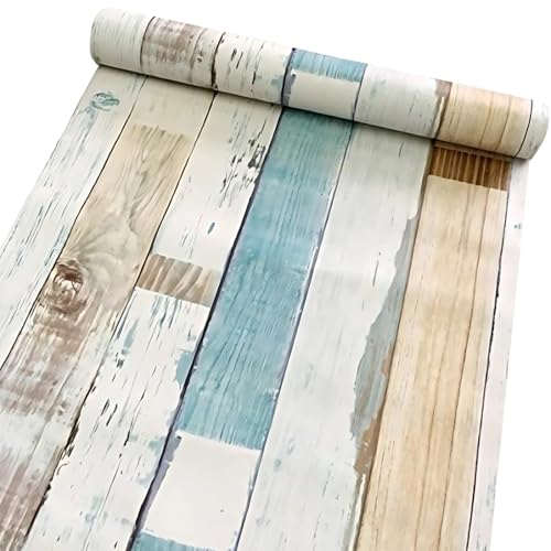 HOMEMATES Self-Adhesive Wallpaper Waterproof Old Furniture Vinyl Stickers Wooden Door Wardrobe Desktop PVC Wall Papers 45 X 304 CM- (Wooden Planks) - Image 1