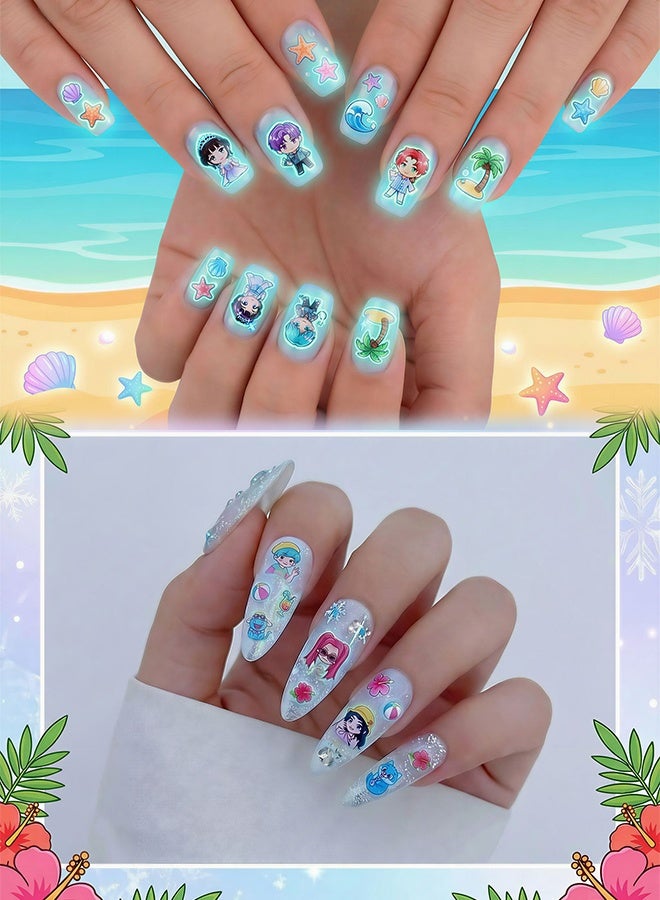 5 Sets HUNTRIX Kpop Demon Hunter 3D Luminous Nail Art Stickers, Self-Adhesive Nail Decals DIY Manicure for Concert Themed Party Favors Girls Women - Image 4