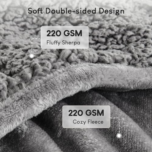 Cottonblue 20lbs Weighted Blanket Queen Size, 60x80 Inches Grey Sherpa Weighted Blanket Throw Sofa Bedding Heavy Blanket for Adults, Soft Cozy Fleece Blanket On Queen Bed - Image 3