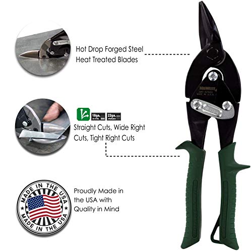 Midwest Snips MIDWEST Blackout Series Aviation Snip - Right Cut Regular Tinner Shears, Made in the USA - MWT-6716RO - Image 2