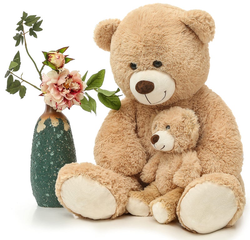 MorisMos Decorations Teddy Bear with Baby for Baby Shower 39 Inch Soft Bear Stuffed Animal Gift for Birthday Kids Girls Boys Party Favor Tan - Image 3