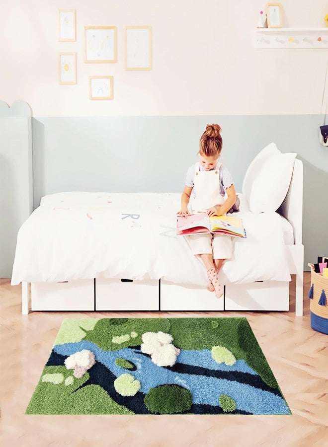 LEVINIS Cute Moss Bath Mat and Rug - Soft Shag Non Slip Cozy Plush Floor Mat for Kids and Nursery - 55''27'' - Image 2