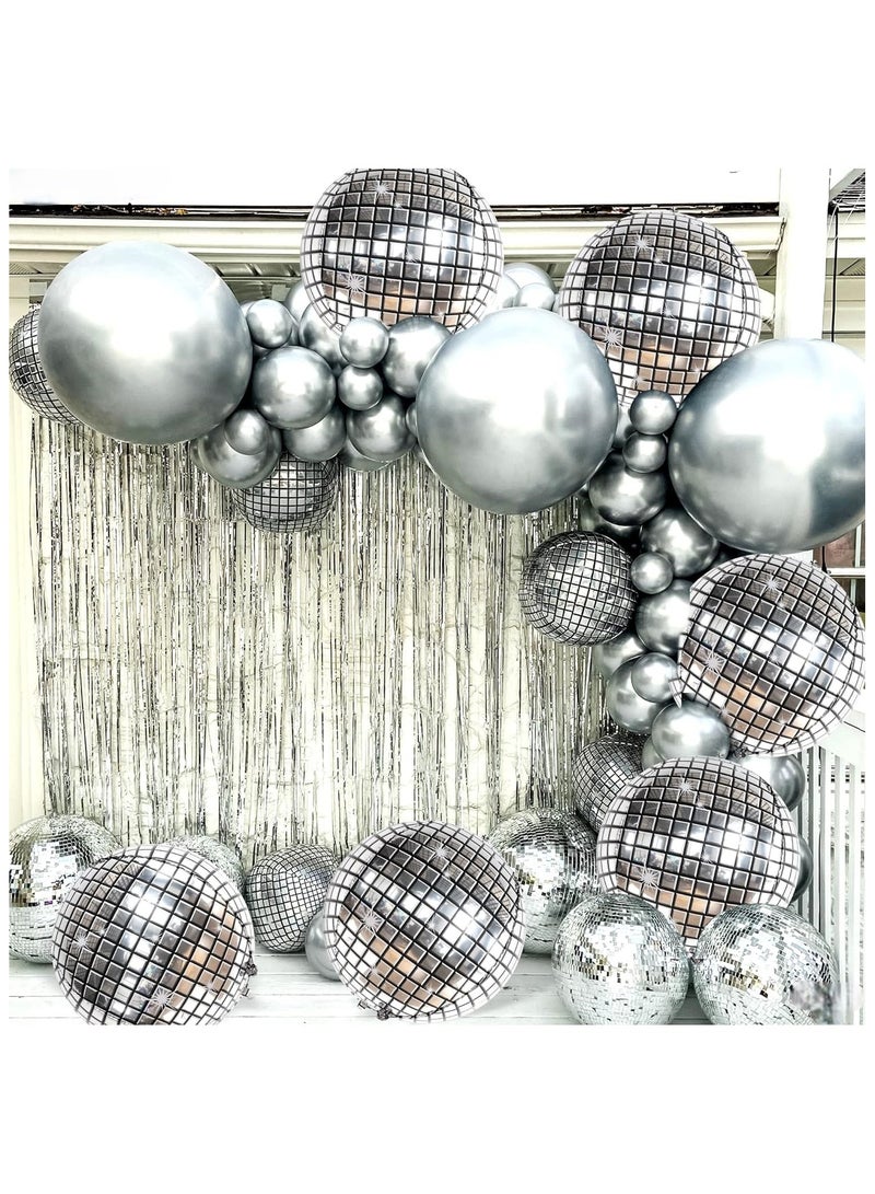 KatchOn, Silver Disco Ball Balloons -22 Inch, Pack of 6 | 4D Sphere Balloons for Disco Party Decorations | 70s Party Decoration | Silver Graduation Decorations 2025, Prom Decor - Image 3