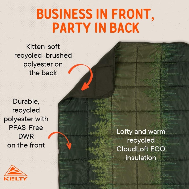 Kelty  Bestie Blanket Winter Moss Treeline  Lightweight Cozy Large 1P Blanket  Twin - Image 3
