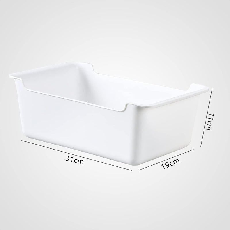 Wolpin 1Pc Plastic Storage Basket Multipurpose Kitchen & Home Organiser Box for Wardrobe, Fruits Vegetables, Toys, Stationary items (31 x 19 x 11 cm), White - Image 3