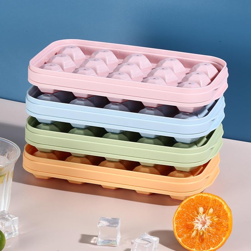 COSKIRA 15 Grids Storage for Freezer Refrigerator with Lid Stackable Plastic Ice Mould Makers for Cool Drinks Baby Food and Smoothie Stronger Safety Easy Press Ice Tray1Multi