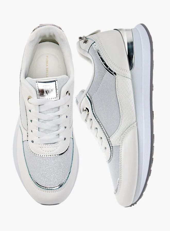 Flora Bella By Shoexpress Women Panelled Sneakers with Lace-Up Closure