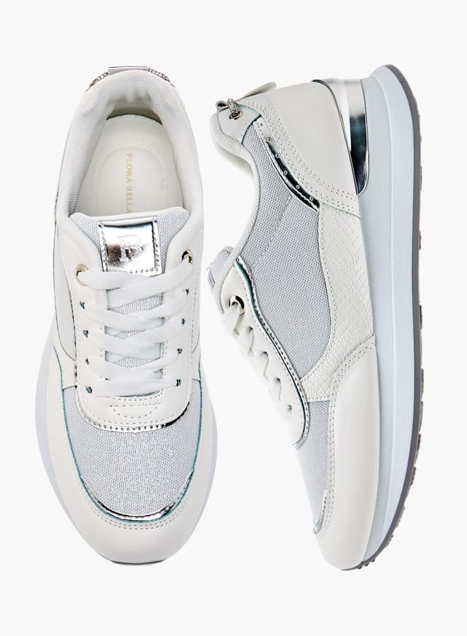 Flora Bella By Shoexpress Women Panelled Sneakers with Lace-Up Closure  - Image 1