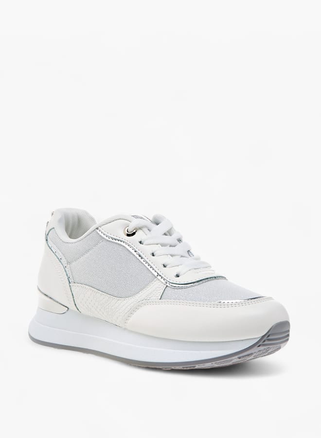 Flora Bella By Shoexpress Women Panelled Sneakers with Lace-Up Closure  - Image 2