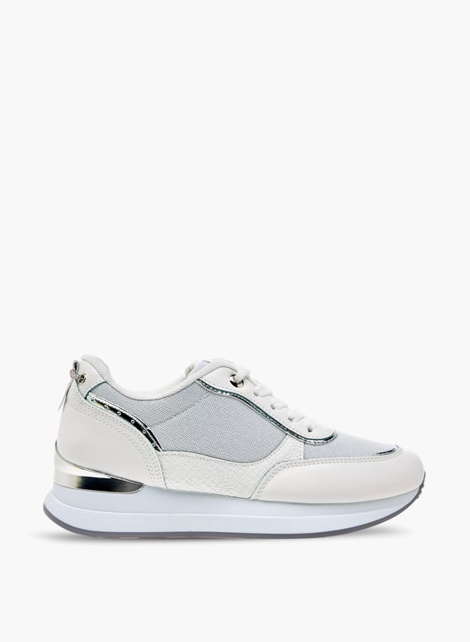 Flora Bella By Shoexpress Women Panelled Sneakers with Lace-Up Closure  - Image 3